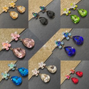Crystal Drop Earrings with Floral Accents