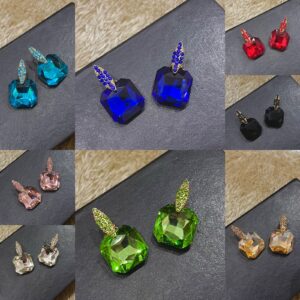 Exquisite Crystal Stud Earrings with Leaf Accents