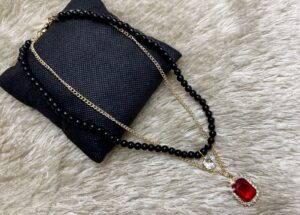 Layered Bead and Pendant Necklace