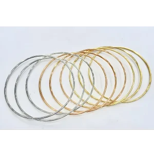 Multi color chooriyan bangles in gold color, silver color, and rose gold color metallic hoops for artificial jewellery online shopping in Lahore.